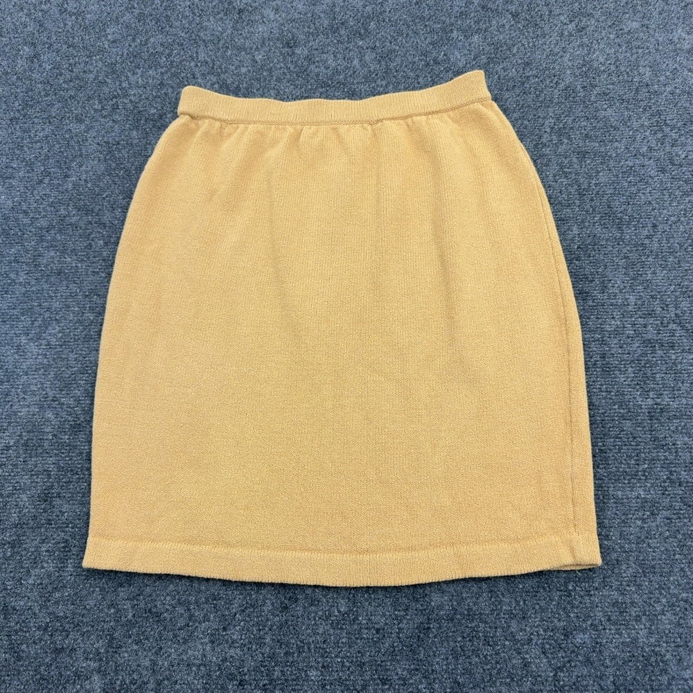 St. John Collection Skirt Womens 4 Yellow Knit Elastic Waist Career Classic
